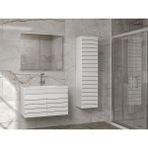 Alfa Banyo Trend Line (80 35) 115 cm Ayna Dolaplı Boy Dolaplı Lavabolu Mdf Banyo Dolabı Seti-Hazır Kurulu-