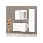 Alfa Banyo Viola Beyaz (80 35) 115 Cm Ayna Ve Boy Dolaplı Lavabolu Mdf Banyo Dolabı Setixxhazır Kuruluxx