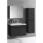 Alfa Banyo Viola-Siyah (80+35) 115 Cm Mdf Boy Dolaplı Lavabolu Banyo Dolabı Takımı- Hazır Kurulu