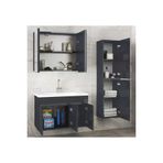 Alfa Banyo Viola3-Antrasit 80+35 Cm Mdf-Aynalı Seramik Lavabolu Banyo Dolabı Takımı--Hazır Kurulu--