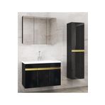 Alfa Banyo Viola3-ASGOLD 100 +35 cm Seramik Lavabolu Banyo Dolabı Seti, Boy dolaplı banyo dolabı