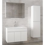 Alfa Banyo Viola3-Beyaz 100+35 cm Mdf-Aynalı Seramik Lavabolu Banyo Dolabı Takımı**demonte Değil**