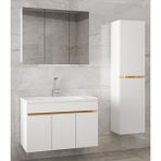 Alfa Banyo Viola3 S- 135 CM MDF Ayna Dolaplı Seramik Lavavolu Beyaz Banyo Dolabı
