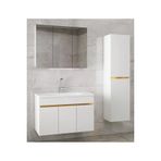 Alfa Banyo Viola3-S Beyaz 100+35 Cm Mdf-Aynalı Seramik Lavabolu Banyo Dolabı Takımı-Hazır Kurulu