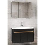 Alfa Banyo Viola3-s Siyah 100 Cm Mdf-Aynalı Seramik Lavabolu Banyo Dolabı Takımı