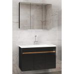 Alfa Banyo Viola3-S Siyah 100 cm Mdf-Aynalı Seramik Lavabolu Banyo Dolabı Takımı**demonte Değil**