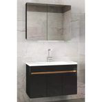 Alfa Banyo Viola3 S-Siyah 80 Cm Mdf-Hazır Kurulu-Aynalı Banyo Dolabı-Lavabolu Banyo Dolabı
