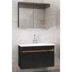 Alfa Banyo Viola3 S-Siyah 80 cm Mdf-Hazır Kurulu-Aynalı Banyo Dolabı-Lavabolu Banyo Dolabı**demonte Değil**