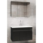 Alfa Banyo Viola3-Siyah 100 cm Mdf-Aynalı Seramik Lavabolu Banyo Dolabı Takımı**demonte Değil**