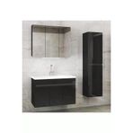 Alfa Banyo Viola3-Siyah 100+35 Cm Mdf-Aynalı Seramik Lavabolu Banyo Dolabı Takımı