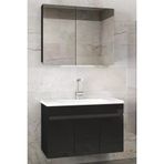 Alfa Banyo Viola3 Siyah 80 Cm Mdf-Ayna Dolaplı Banyo Dolabı-Lavabolu Banyo Dolabı--Hazır Kurulu-
