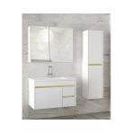Alfa Banyo Viosen Bg-Ea 80 Cm Seramik Lavabolu Banyo Dolabı Seti, Boy Dolaplı, (80+35) 115 Cm