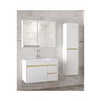 Alfa Banyo Viosen Bg-ea 80 Cm Seramik Lavabolu Banyo Dolabı Seti, Boy Dolaplı, Mdf, Hazır Kurulu-80+35 Beyaz