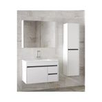 Alfa Banyo Viosen-Ea Beyaz (80 35) 115 Cm Mdf-Boy Dolaplı-Seramik Lavabolu Banyo Dolabı Takımı--Hazır Kurulu
