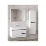 Alfa Banyo Viosen-Ea Beyaz 80+35 Cm Mdf-Aynalı Boy Dolaplı-Seramik Lavabolu Banyo Dolabı Takımı