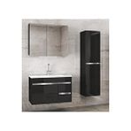 Alfa Banyo Viosen-Ea Siyah-Gri (80+35) 115 Cm Çekmeceli Mdf-Boy Dolaplı-Lavabolu Banyo Dolabı