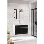 Alfa Banyo Visen EA Beyaz-Siyah Seramik Lavabolu Banyo Dolabı Takımı Komple Mdf, Hazır Kurulu