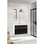 Alfa Banyo Visen Oa Beyaz-Siyah Seramik Lavabolu Banyo Dolabı Takımı