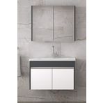 Alfa Banyo Visente-Ea 80 cm Mdf Aynalı Antrasit Beyaz Banyo Dolabı Takımı