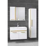 Alfa Banyo Yeni Gold Beyaz 65 cm + 35 Cm Boy Dolaplı Seramik Lavabolu Banyo Dolabı Takımı