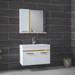 Alfa Banyo Yeni Gold Beyaz 65 cm Banyo Dolabı Takımı