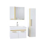 Alfa Banyo Yeni Gold Beyaz (65+35) 100 Cm Boy Dolaplı Lavabolu Banyo Dolabı Takımı--Hazır Kurulu