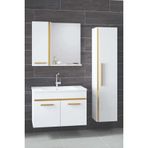Alfa Banyo Yeni Gold Beyaz (80+35) 115 Cm Boy Dolaplı Banyo Takımı- Hazır Kurulu
