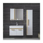 Alfa Banyo Yeni Gold Beyaz 80+35 cm Boy Dolaplı Banyo Dolabı Takımı