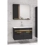 Alfa Banyo Yeni Gold Siyah 80 cm Banyo Dolabı Takımı