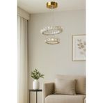 Alfa Gold Kristal Taşlı 3 Renk Işıklı Modern Salon Avize