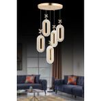 Alfa LED 5'li Gold 3 Renk Ledli Kristal Taşlı Modern LED Avize