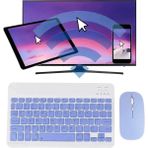 Alfa MEC Apple iPad Air 13 2024 Uyumlu Kablosuz Bluetooth Klavye+Mouse Set - Mor