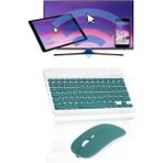 Alfa MEC Apple iPad Air 13 2024 Uyumlu Kablosuz Bluetooth Klavye+Mouse Set - Yeşil
