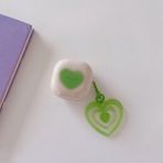 Alfa MEC Samsung Galaxy Buds 2 Uyumlu Kılıf Kalpli Silikon Askılı Darbeye Dayanıklı Kılıf - Açık Yeşil