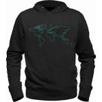 Alfa Tshirt Dünya Haritası Siyah Sweatshirt
