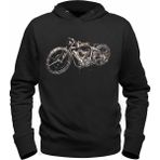 Alfa Tshirt Motorcycle Rider Siyah Kapşonlu Erkek Sweatshirt