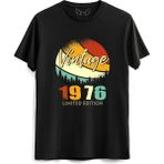 Alfa Tshirt Vintage 1976 Retro Kısa Kollu Siyah Erkek T-shirt