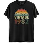 Alfa Tshirt Vintage 1982 Eskitme Kısa Kollu Siyah Erkek T-shirt