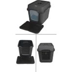 Alfa Xxl 3 Fonksiyonlu Ultra Lüx Kapalı Kedi Tuvaleti ve Kedi , Köpek Taşıma Çantası 67 x 52 x 51 cm - Antrasit