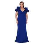 ALFABETA, Kadın, Maxi, Saten Abiye Elbise, Lacivert, 42