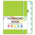 Alfabetik Sekmeli Şifre Defteri, Renkli Sayfalar ile Küçük Şifre Kaleci Kitabı, Web Sitesi Girişleri için Şifre Defter Düzenleyici, Ev ve İş için Hediyeler, 4.4'' x 5.8'', Yeşil