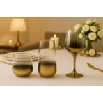 Alfafe Home 18 Parça Titanyum Gold Degrade Cam Bardak Seti – Su, Meşrubat ve Şarap Kadehi – Lüks Sofra Takımı - 001-Renkli