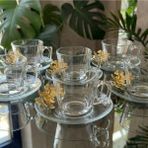 Alfafe Home Paşabahçe Gümüş Vela Fincan Takımı 12 Parça 6 Kişilik Kelebekli Hediyelik Çeyizlik - 001-Renkli