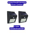 ALFAGİFT 2 Adet Bahçe Aydınlatma Solar LED Işık Sensörlü Duvar Lambası Su Geçirmez Otomatik