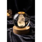 ALFAGİFT Kapibara 3D Kristal Cam Küre Gece Lambası LED Işıklı USB Ahşap Taban Dekoratif Masa Lambası