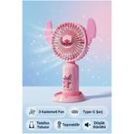 ALFAGİFT Stitch Mini Fan Taşınabilir Şarjlı Fan 3 Kademeli Type-C Telefon Tutuculu Sessiz Vantilatör