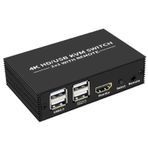 Alfais 4306 Hdmi Kvm Switch 2 Port Usb Type C 2 PC Tek Kasa Klavye ve Mouse Kontrol Çoklayıcı