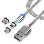 Alfais 4910 1 mt Mıknatıslı 3'ü 1 Arada Manyetik USB Şarj Kablosu