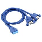 Alfais 4994 USB 3.0 19 20 Pin Dişi To 2x Anakart Panel Tipi Kablo - Mavi