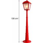AlfameTech Retro Sokak Lambası 130 cm LED Aydınlatmalı | Dekoratif Lambader - Kırmızı